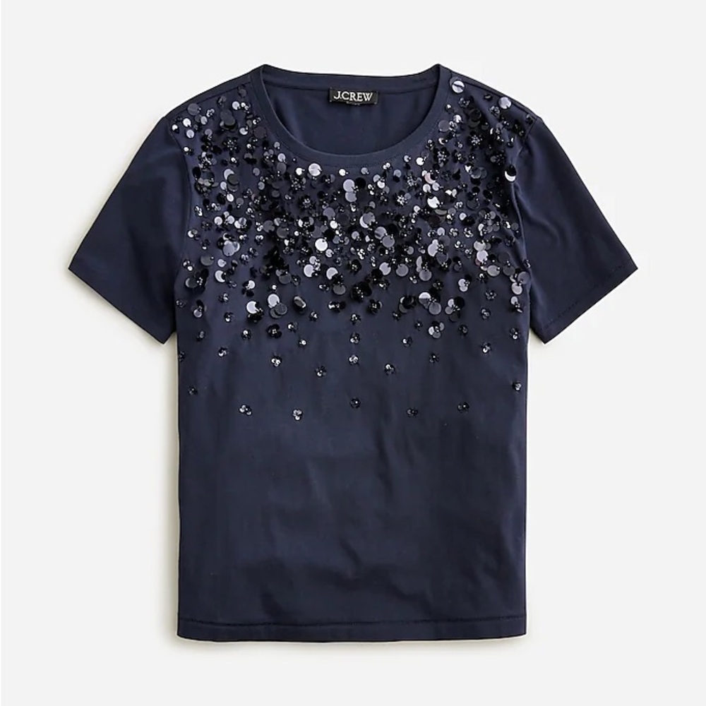 J. Crew Dark Blue Sequin Short Sleeve Top
